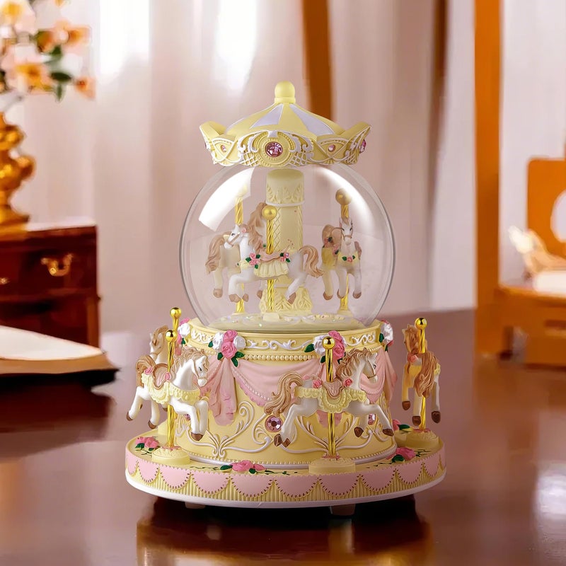 Mr.Winder Music Box Carousel Horse Snow Globe with Color Light, Carousel Musical for Christmas Anniversary Birthday Gift for Girls Daughter Women Mom Granddaughter Play You are My Sunshine - Image 5